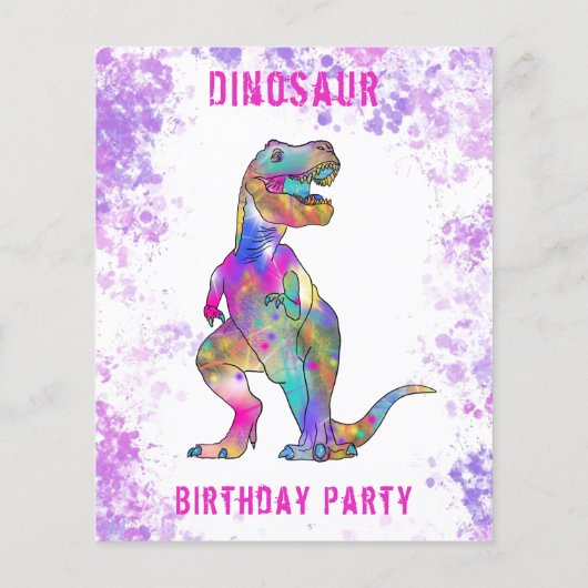 Dinosaur Girls 3rd Birthday Party Photo Budget Flyer (Achterkant)