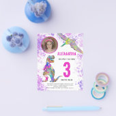 Dinosaur Girls 3rd Birthday Party Photo Budget Flyer (Enkel)