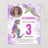 Dinosaur Girls 3rd Birthday Party Photo Budget Flyer (Voorkant)