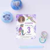 Dinosaur Girls Birthday Party Photo Budget Flyer (Enkel)