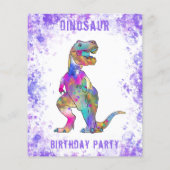 Dinosaur Girls Birthday Party Photo Budget Flyer (Achterkant)