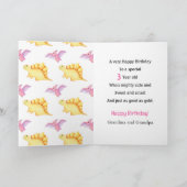 Dinosaur Girl's Name & Age Cute Birthday Kaart (Binnen)