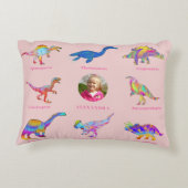 Dinosaur Girls Persoonlijke naam en foto Accent Kussen (Achterkant)