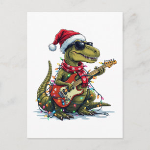 Dinosaur Gitaar Speler Xmas Feestdagenkaart
