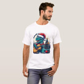Dinosaur Gitaar Speler Xmas Grappige dag T-shirt (Voorkant volledig)