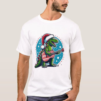 Dinosaur Gitaar Speler Xmas Grappige dag T-shirt