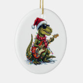 Dinosaur Gitaar Speler Xmas Keramisch Ornament (Rechts)