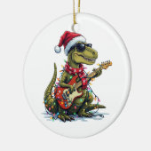 Dinosaur Gitaar Speler Xmas Keramisch Ornament (Links)