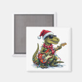 Dinosaur Gitaar Speler Xmas Magneet (Voorkant / Achterkant)