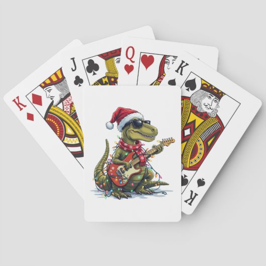 Dinosaur Gitaar Speler Xmas Pokerkaarten (Achterkant)