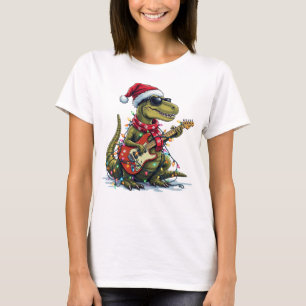 Dinosaur Gitaar Speler Xmas T-shirt