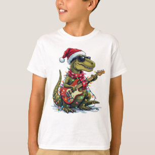 Dinosaur Gitaar Speler Xmas T-shirt