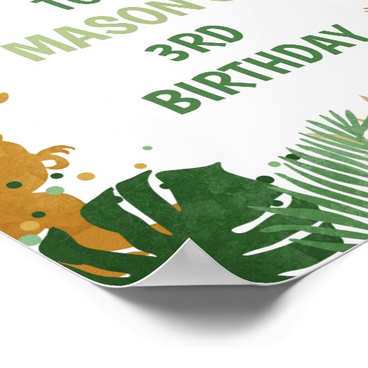 Dinosaur Gold Boy Leaves Oerwoud Welcome Sign Poster (Hoek)