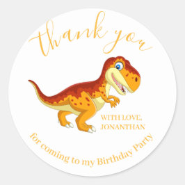 Dinosaur Gold Happy Birthday Hartelijk dank Ronde Sticker