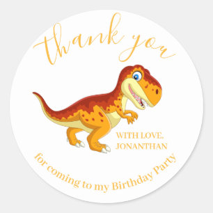 Dinosaur Gold Happy Birthday Hartelijk dank Ronde Sticker
