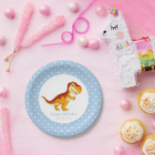 Dinosaur Gold T Rex Blue Boy Party Papieren Bordje (Feest)