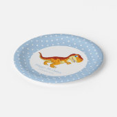 Dinosaur Gold T Rex Blue Boy Party Papieren Bordje (Gekanteld)