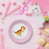 Dinosaur Gold T Rex Party White Stippen Papieren Bordje (Feest)