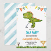 Dinosaur golf verjaardagsuitnodiging kaart (Voorkant / Achterkant)