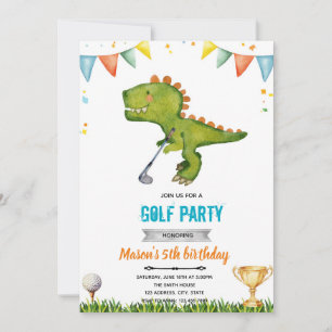 Dinosaur golf verjaardagsuitnodiging kaart