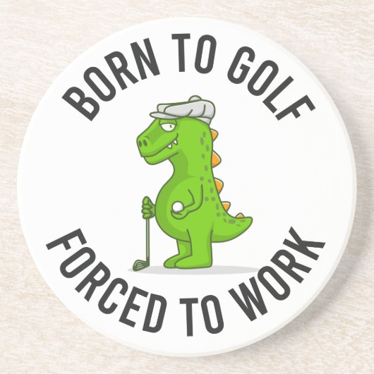 Dinosaur golfer, geboren uit golf om grappig te we zandsteen onderzetter (Voorkant)
