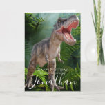 Dinosaur Grandson Birthday-kaart Kaart<br><div class="desc">Dinosaur Grandson Birthday kaart lieve dinosaurus trex grand son personaliseerde baby voor een klein meisje. Klik op de knop "Aanpassen!" om de tekstgrootte,  de tekstkleur,  de lettertypestijl en nog veel meer te wijzigen.</div>