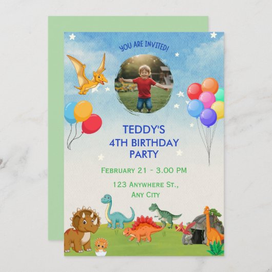 Dinosaur graven Dino Verjaardag Uitnodigingen (Voorkant / Achterkant)