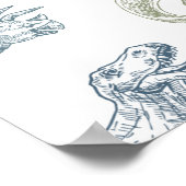 Dinosaur Green & Blue Verjaardagsfeest Welkom Teke Poster (Hoek)