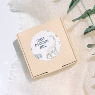 Dinosaur Green & Blue verjaardagsfeestje Ronde Sticker