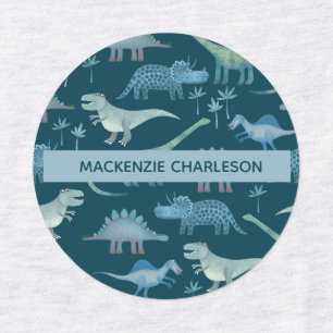 Dinosaur Green Custom Name Labels