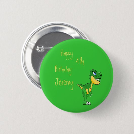 Dinosaur Green Cute Boys Age Birthday Ronde Button 5,7 Cm (Voorkant /achterkant)