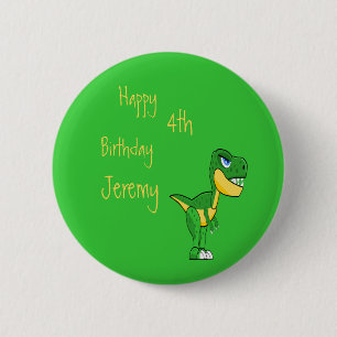 Dinosaur Green Cute Boys Age Birthday Ronde Button 5,7 Cm