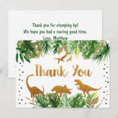 Dinosaur Green & Gold Birthday Hartelijk dank Bedankkaart (Voorkant / Achterkant)