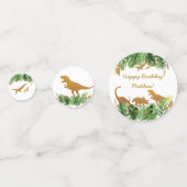 Dinosaur Green & Gold Safari Birthday Confetti (Voorkanten)