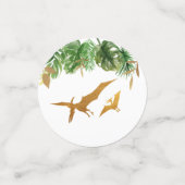 Dinosaur Green & Gold Safari Birthday Confetti (Kleine voorkant)