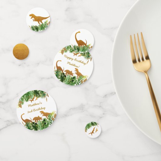 Dinosaur Green & Gold Safari Birthday Confetti (Groep)