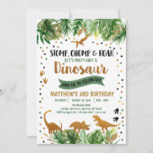 Dinosaur Green & Gold Safari Birthday Kaart (Voorkant)