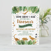 Dinosaur Green & Gold Safari Birthday Kaart (Staand voorkant)