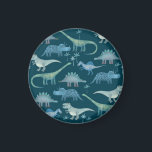 Dinosaur Green Magneet<br><div class="desc">Veel kleine dinosaurussen op een diepe groene achtergrond. Ideaal voor paleontologen. Originele kunst van Nic Squirrell.</div>