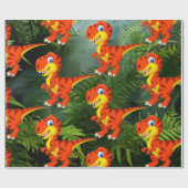 Dinosaur Green Oerwoud T Rex Kinder Cadeaupapier (Vlak)