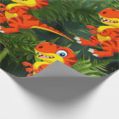 Dinosaur Green Oerwoud T Rex Kinder Cadeaupapier (Hoek)