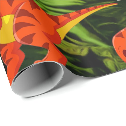 Dinosaur Green Oerwoud T Rex Kinder Cadeaupapier (Rol Hoek)