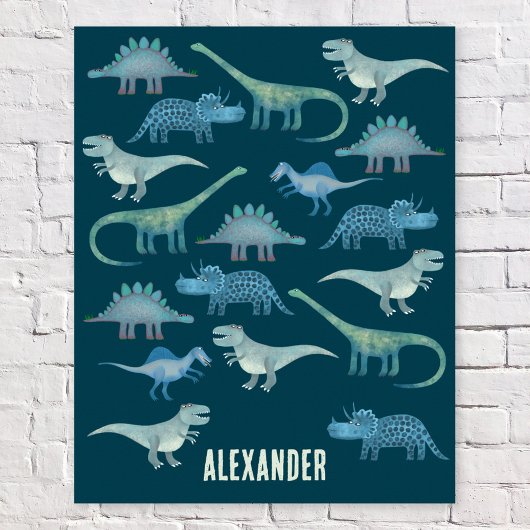 Dinosaur Green Personalized Poster