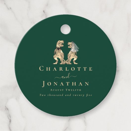 Dinosaur Green Wedding Custom Bedankjes Labels (Voorkant)