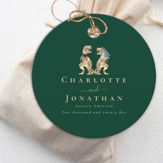 Dinosaur Green Wedding Custom Bedankjes Labels