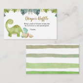 Dinosaur Greenery Baby shower Diaper Raffle Kaart (Voorkant / Achterkant)