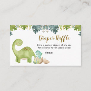 Dinosaur Greenery Baby shower Diaper Raffle Kaart