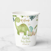 Dinosaur Greenery Floral White Paper Cups Papieren Bekers (Achterkant)