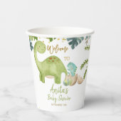 Dinosaur Greenery Floral White Paper Cups Papieren Bekers (Voorkant)