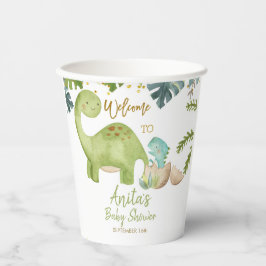 Dinosaur Greenery Floral White Paper Cups Papieren Bekers